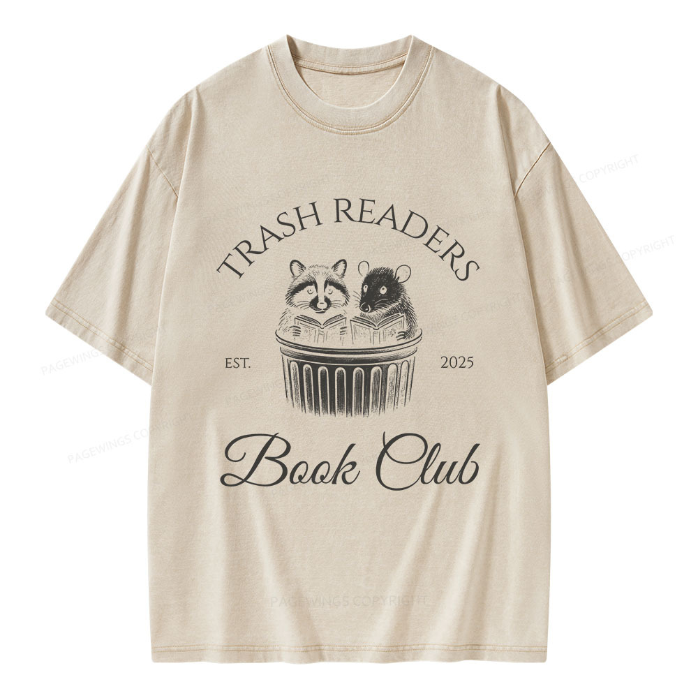 Pagewings Trash Readers Book Club Unisex Washed T-shirt