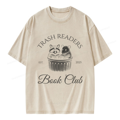 Pagewings Trash Readers Book Club Unisex Washed T-shirt