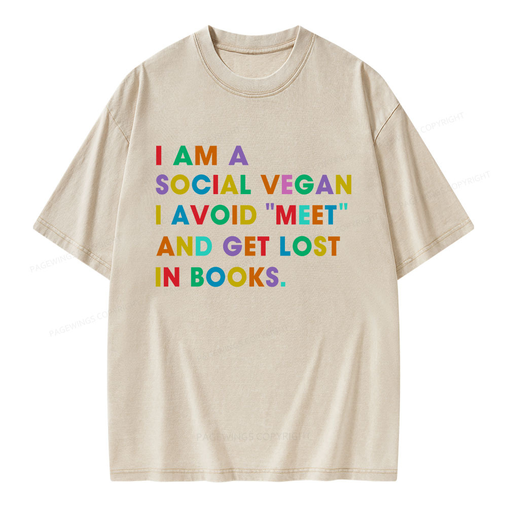 Pagewings I Avoid Meet And Get Lost In Books Unisex Washed T-shirt