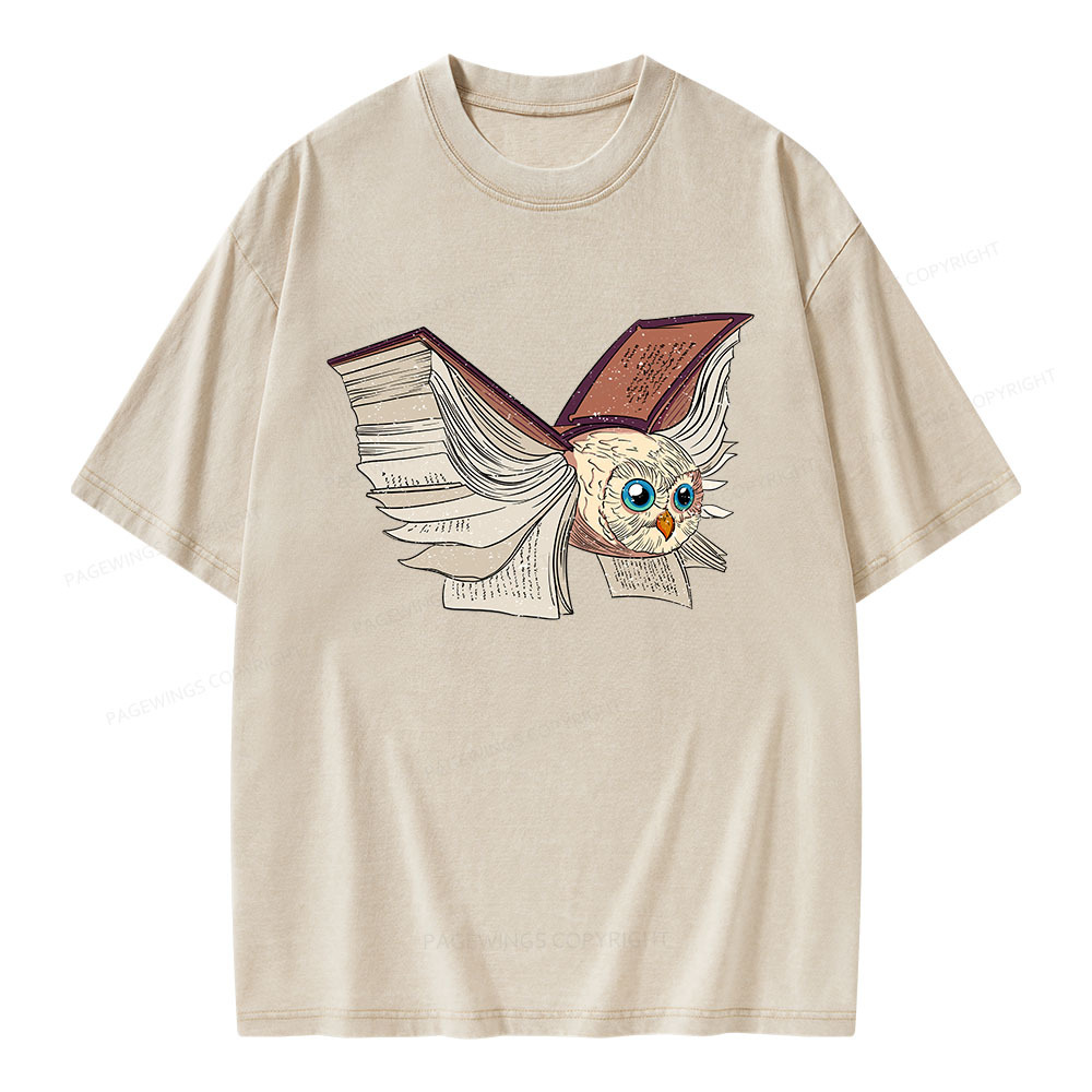 Pagewings Just An Owl Who Loves Reading Unisex Washed T-shirt