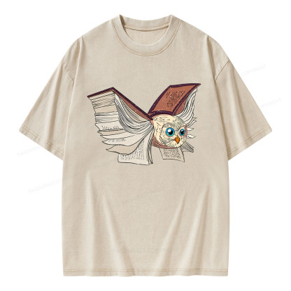 Pagewings Just An Owl Who Loves Reading Unisex Washed T-shirt