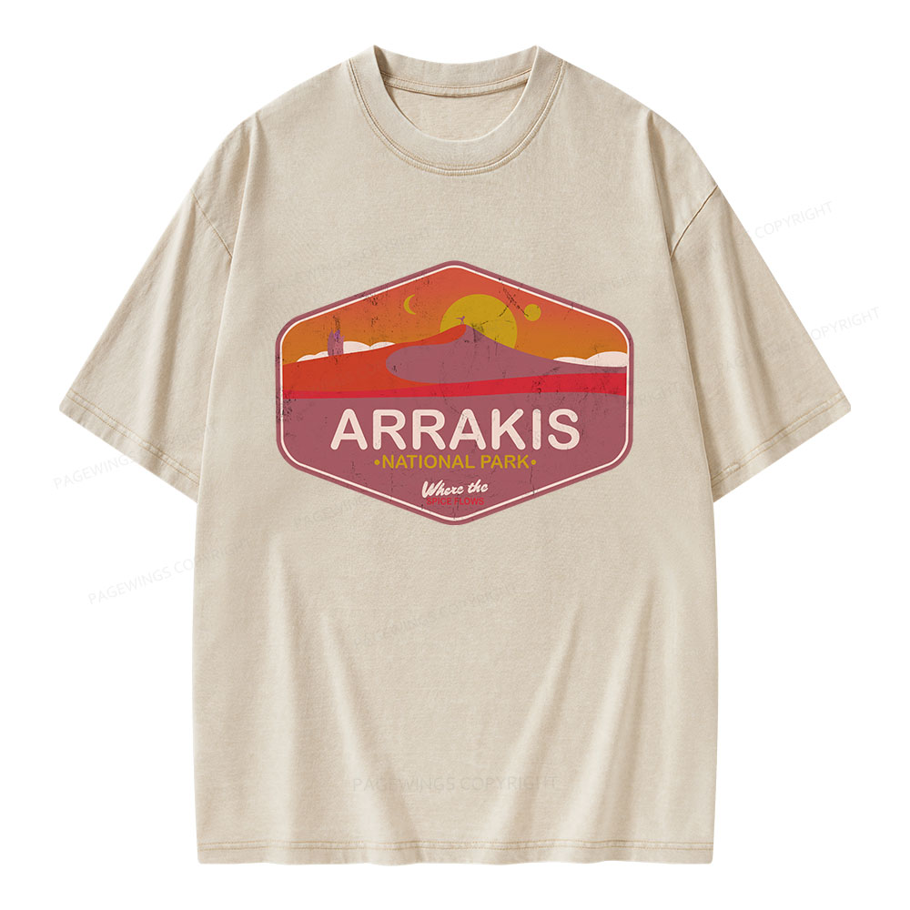 Pagewings Arrakis National Park Unisex Washed T-shirt