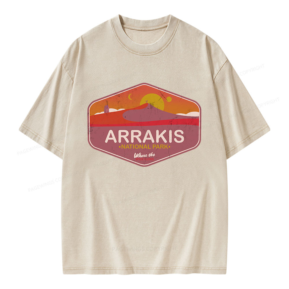 Pagewings Arrakis National Park Unisex Washed T-shirt