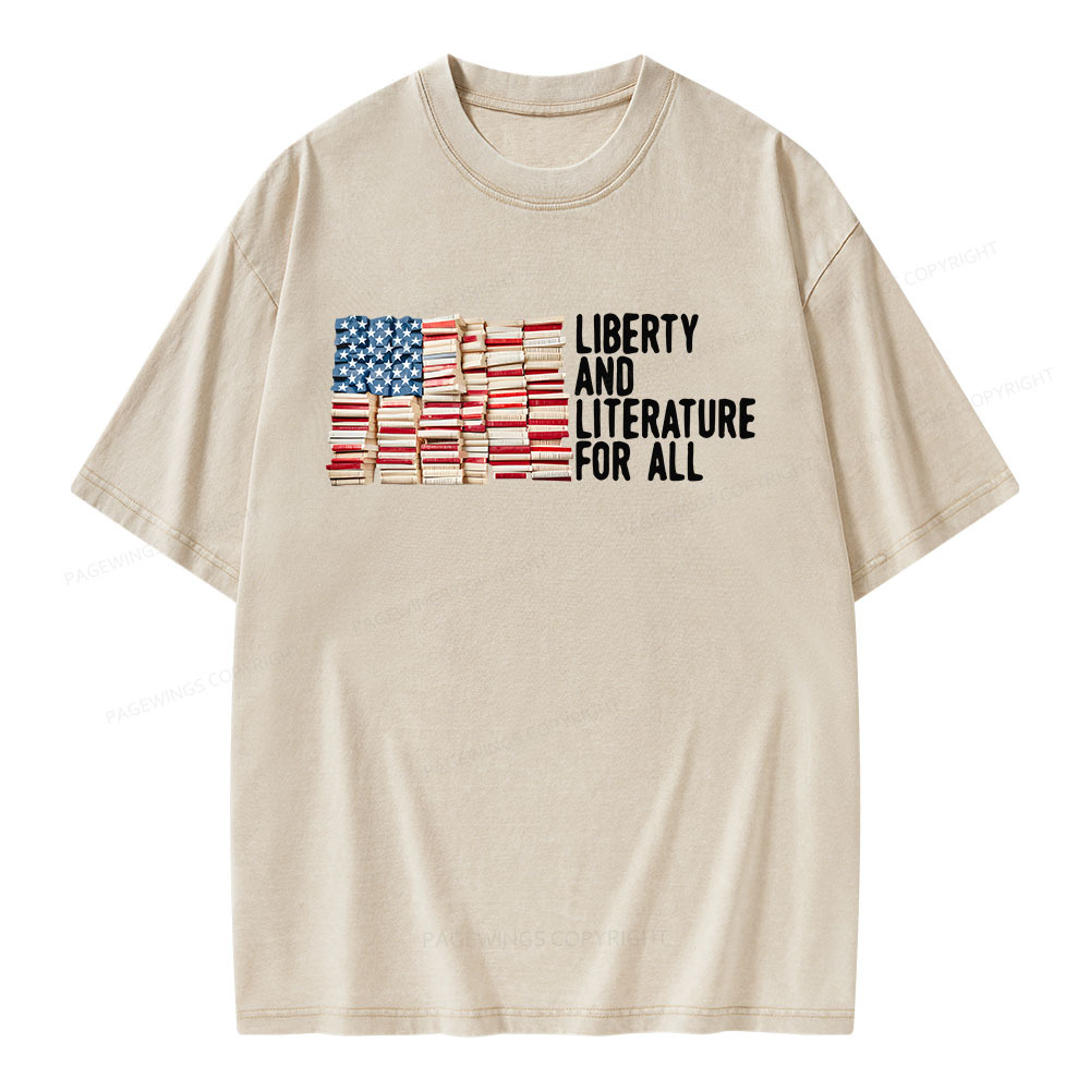 Pagewings Liberty And Literature For All Unisex Washed T-shirt