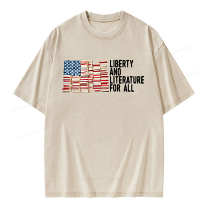 Pagewings Liberty And Literature For All Unisex Washed T-shirt