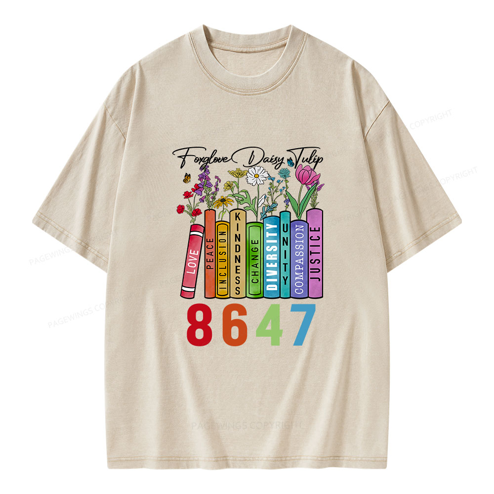 Pagewings Foxglove Daisy Tulip 8647 Unisex Washed T-shirt