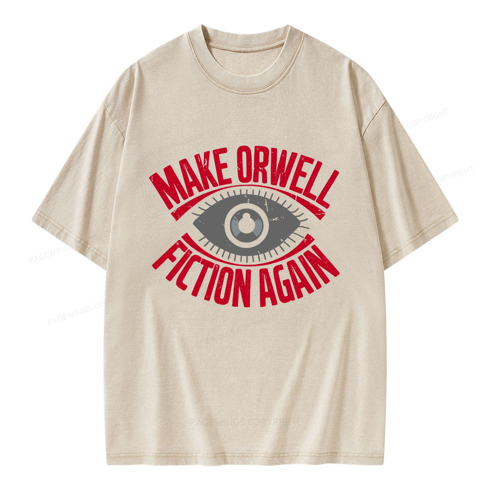 Pagewings Make Orwell Fiction Again Retro Unisex Washed T-shirt