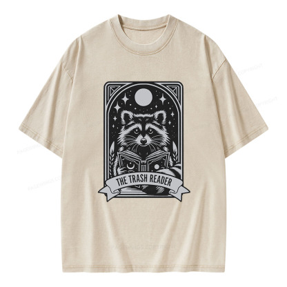 Pagewings The Trash Reader Raccoon Unisex Washed T-shirt