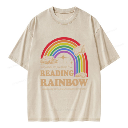 Pagewings Reading Rainbow Librarian Unisex Washed T-shirt