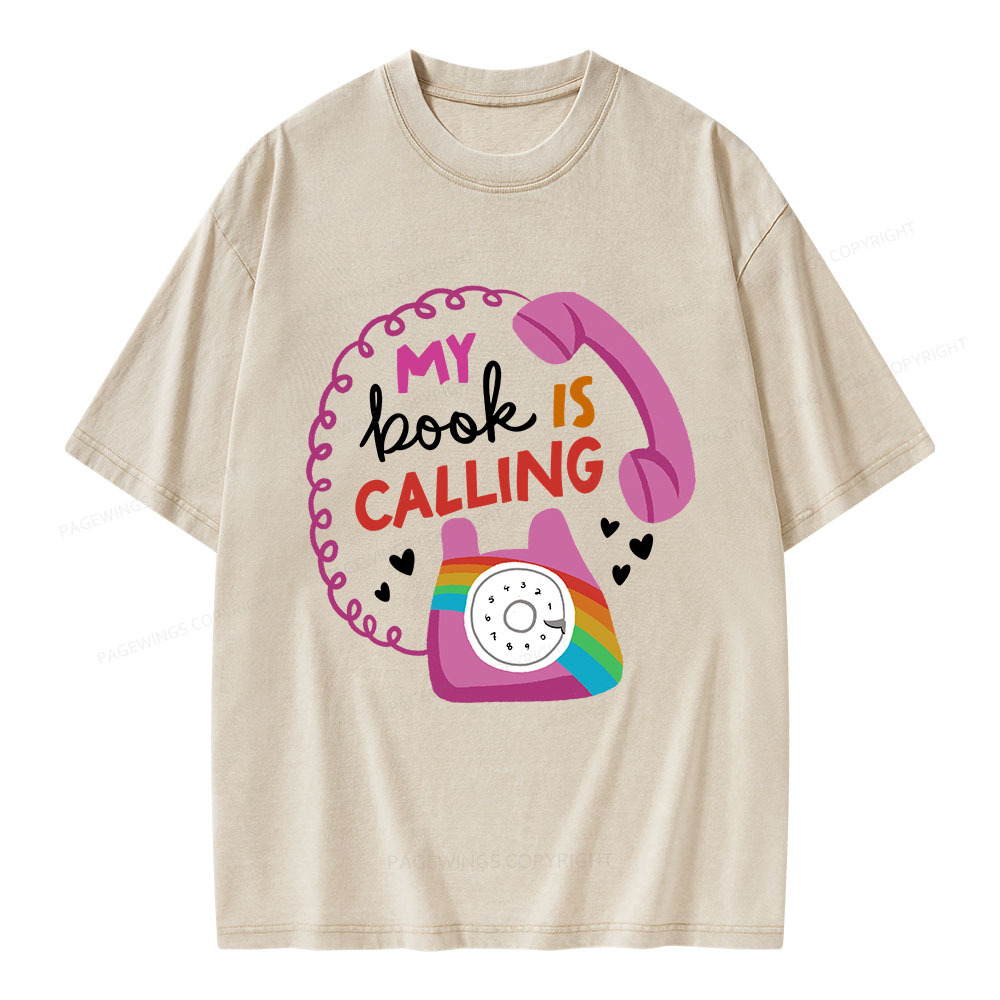 Pagewings My Book is Calling Unisex Washed T-shirt