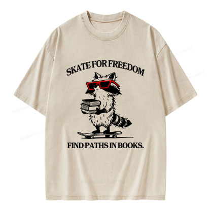 Pagewings There's No Such Thing As Too Many Book Retro Unisex Washed T-shirt