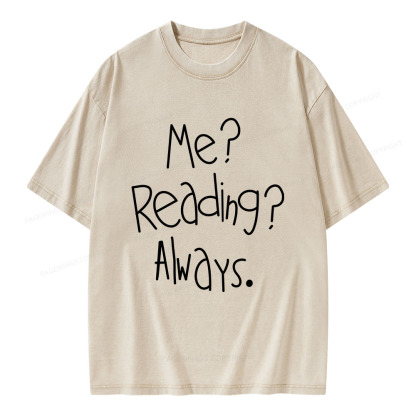 Pagewings Me Reading Always Unisex Washed T-shirt