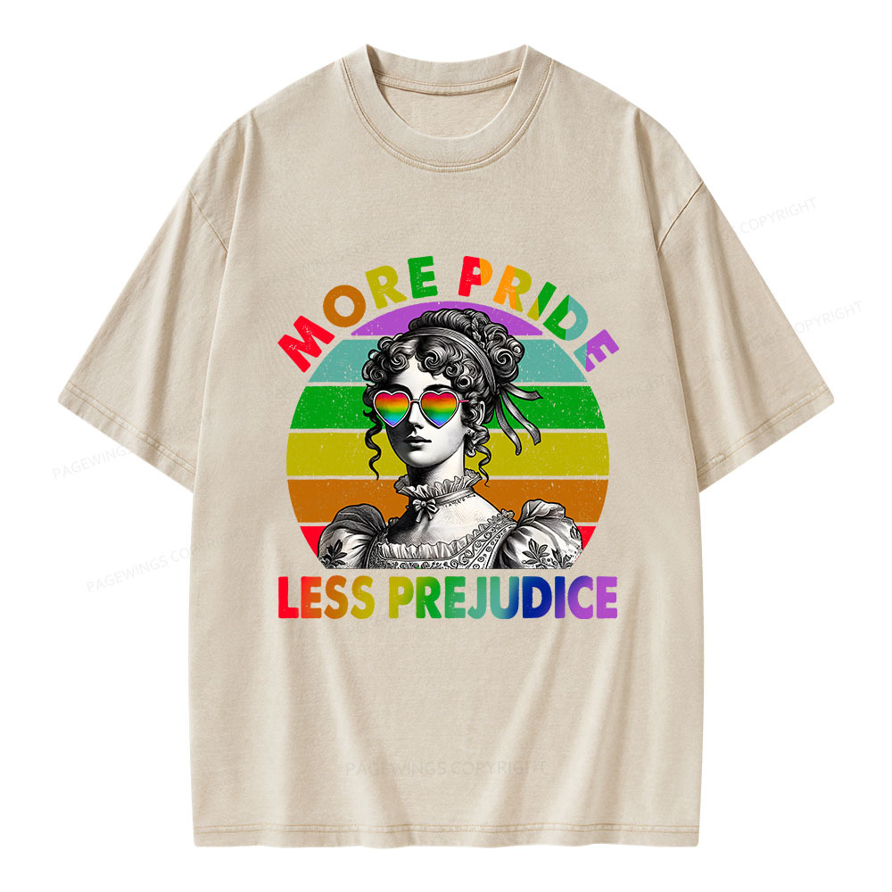 Pagewings More Pride Less Prejudice Pride Month Unisex Washed T-shirt