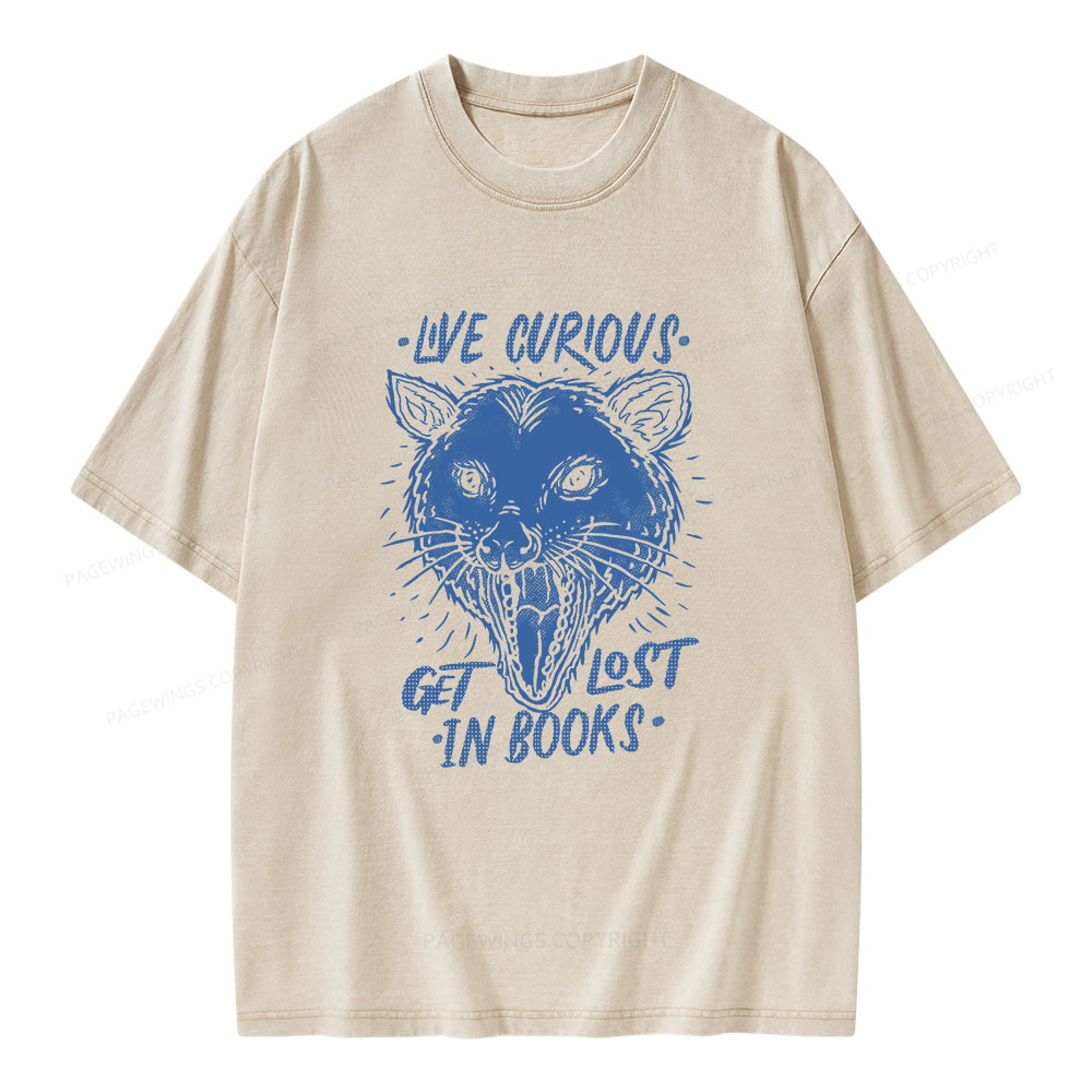 Pagewings Live Curious, Get Lost In Books Unisex Washed T-shirt