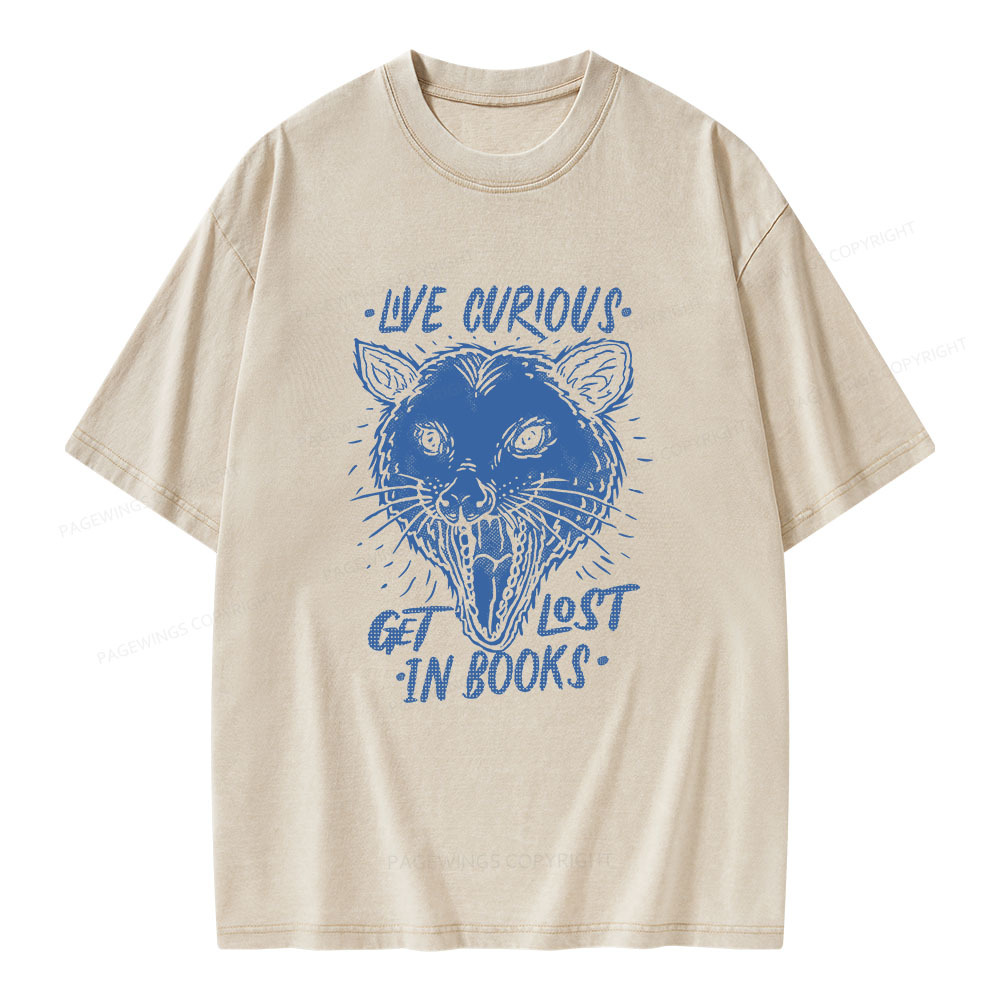 Pagewings Live Curious Get Lost In Books Unisex Washed T-shirt