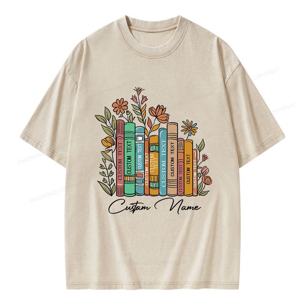 Pagewings Personalized Librarian Bookworm Unisex Washed T-shirt