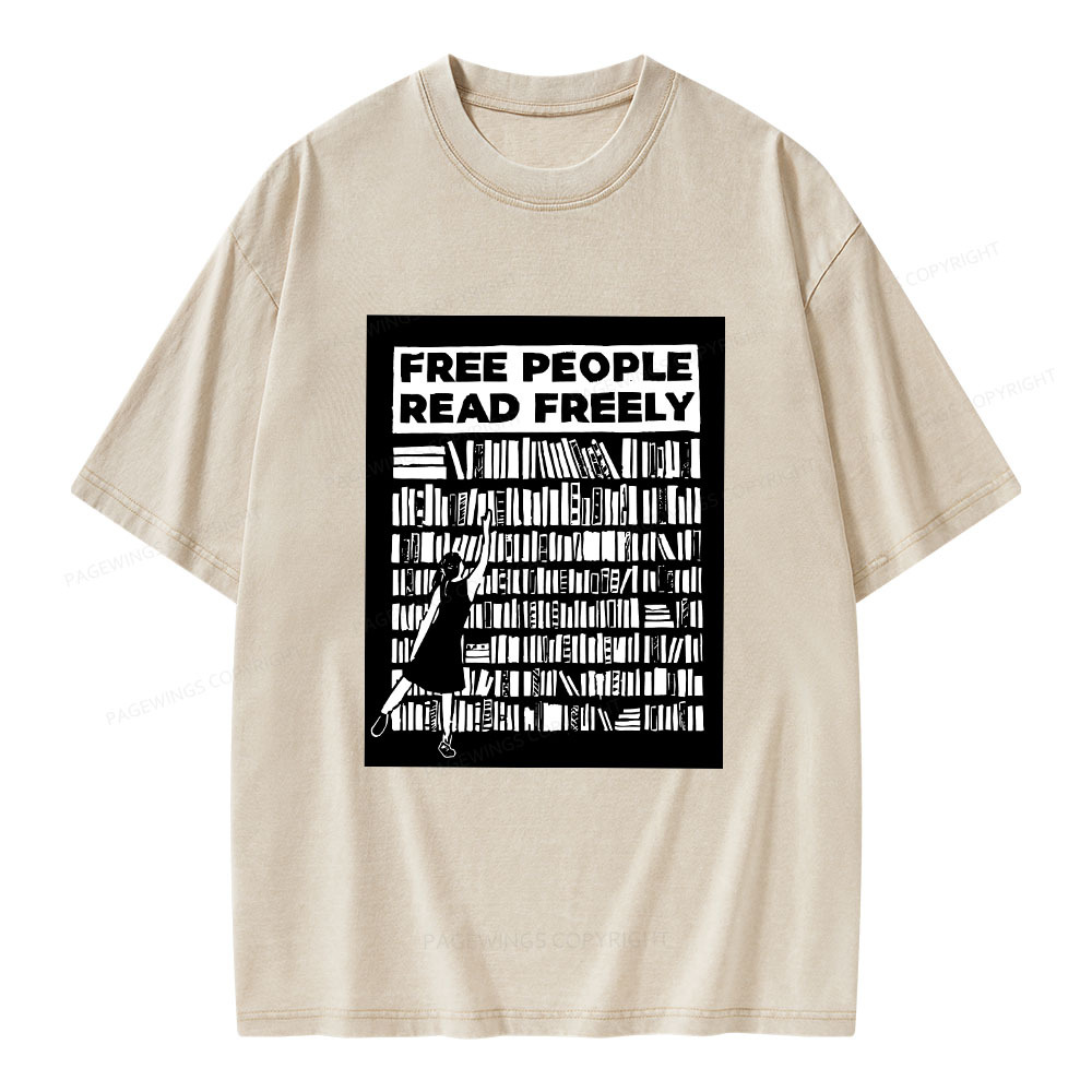 Pagewings Free People Read Freely Unisex Washed T-shirt