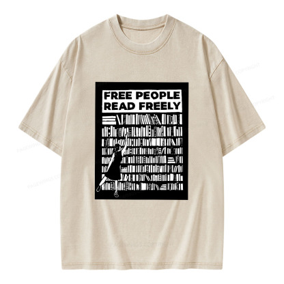 Pagewings Free People Read Freely Unisex Washed T-shirt