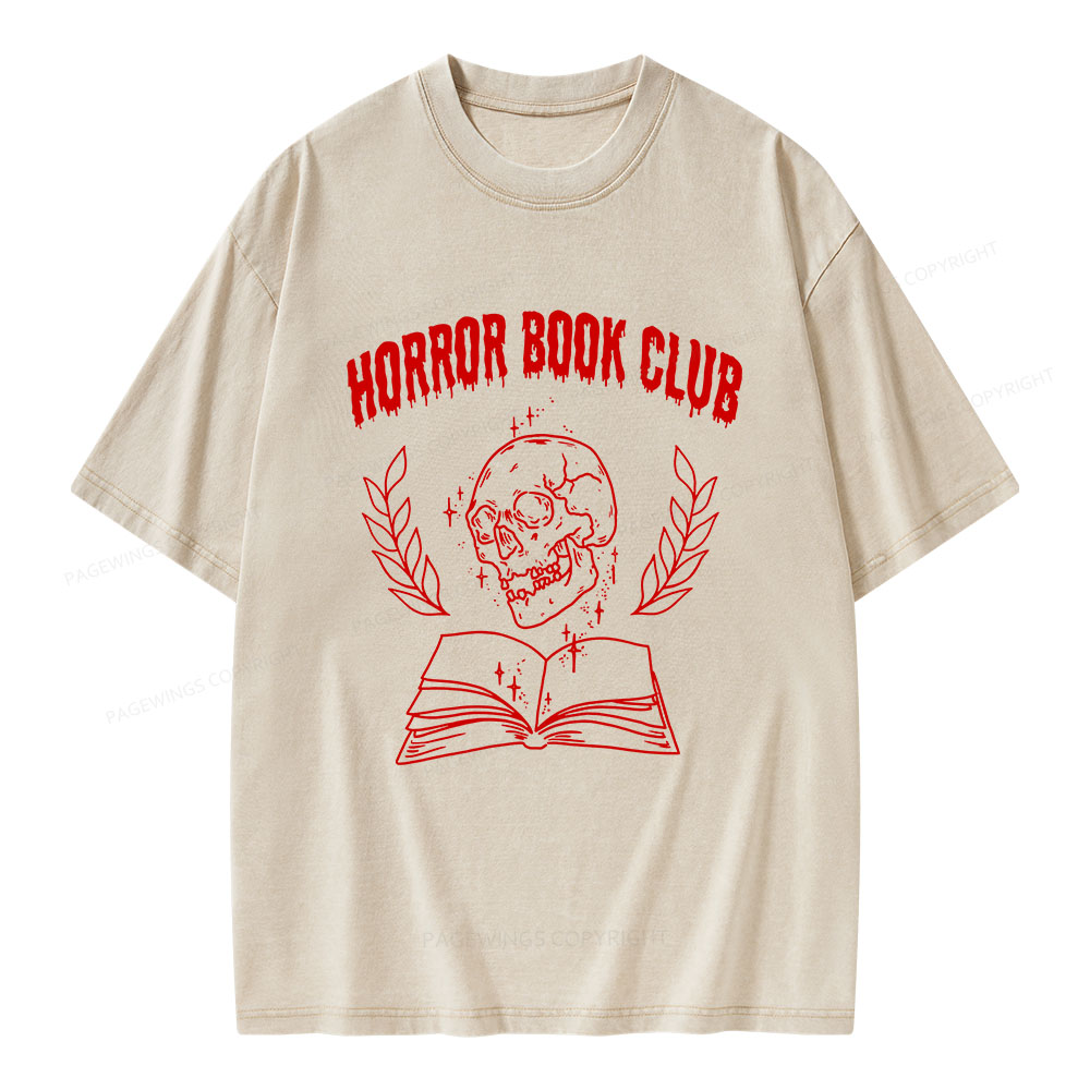 Pagewings Horror Book Club Unisex Washed T-shirt