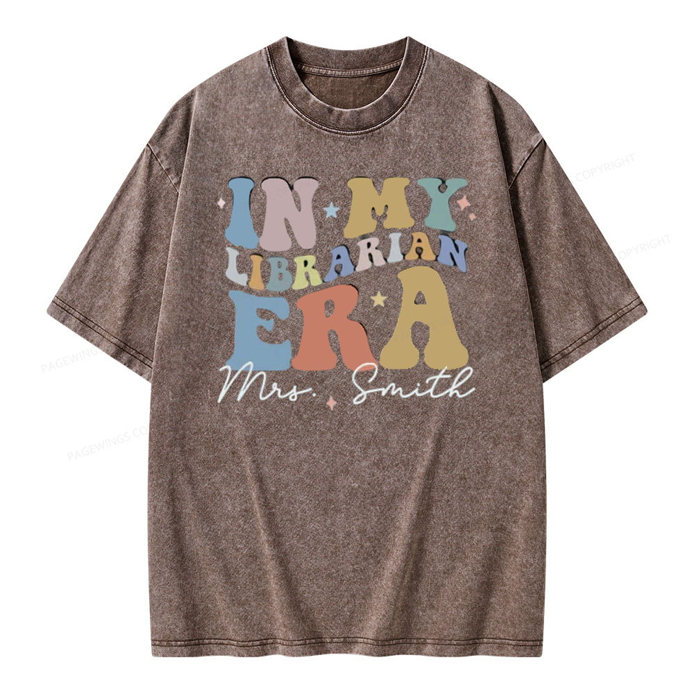 Pagewings Personalized In My Librarian Era Shirt Unisex Washed T-shirt