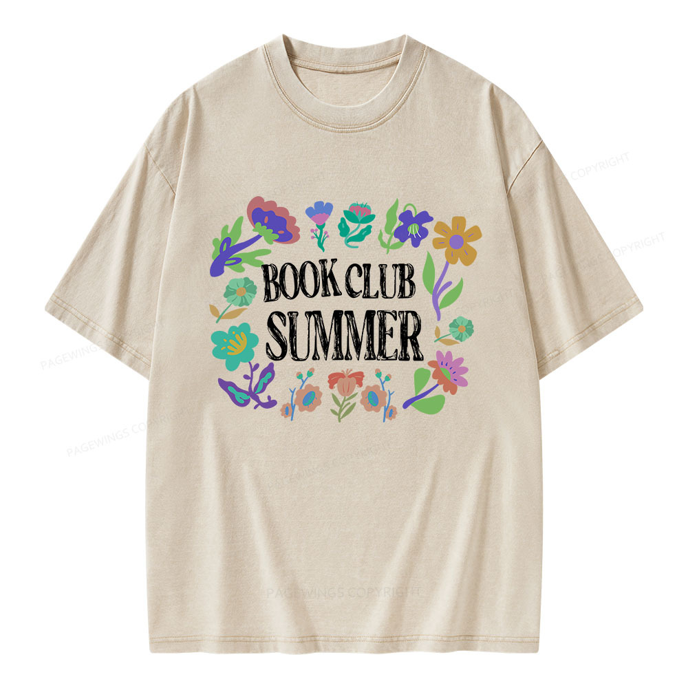 Pagewings Book Club Summer Unisex Washed T-shirt