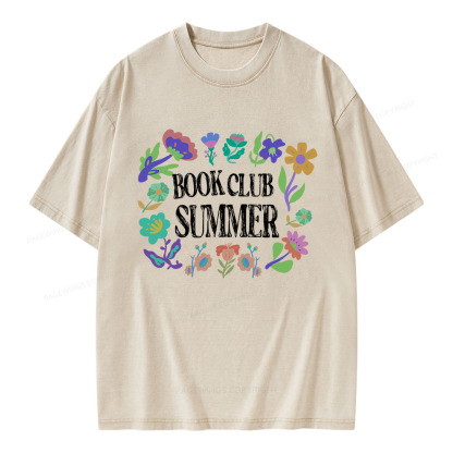 Pagewings Book Club Summer Unisex Washed T-shirt