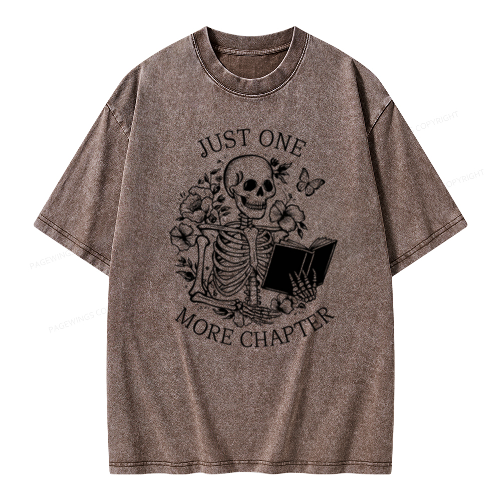 Pagewing One More Chapter Skeleton Unisex Tee Unisex Washed T-shirt