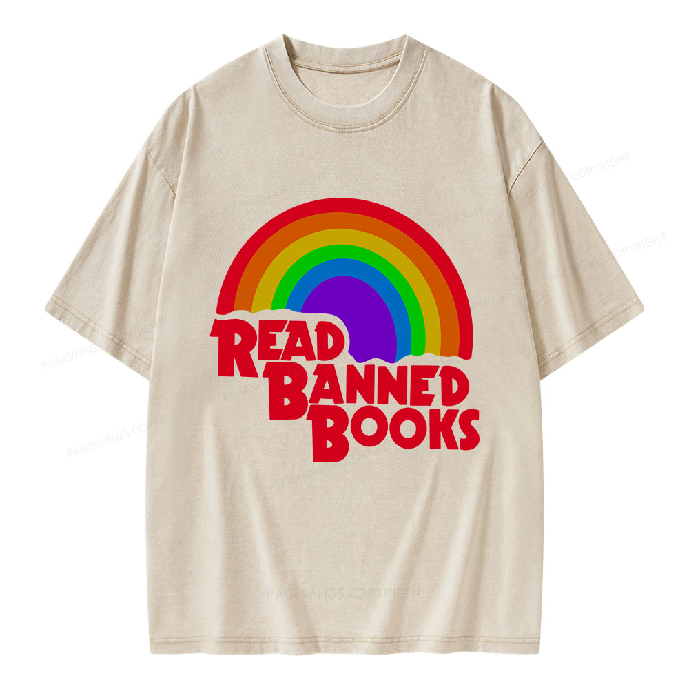 Pagewings Read Banned Books Reading Unisex Washed T-shirt
