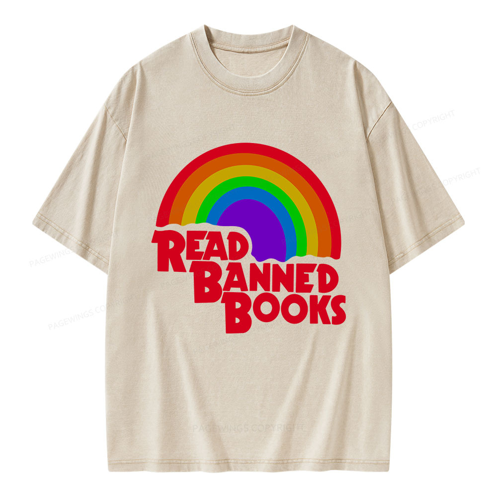 Pagewings Read Banned Books Reading Unisex Washed T-shirt