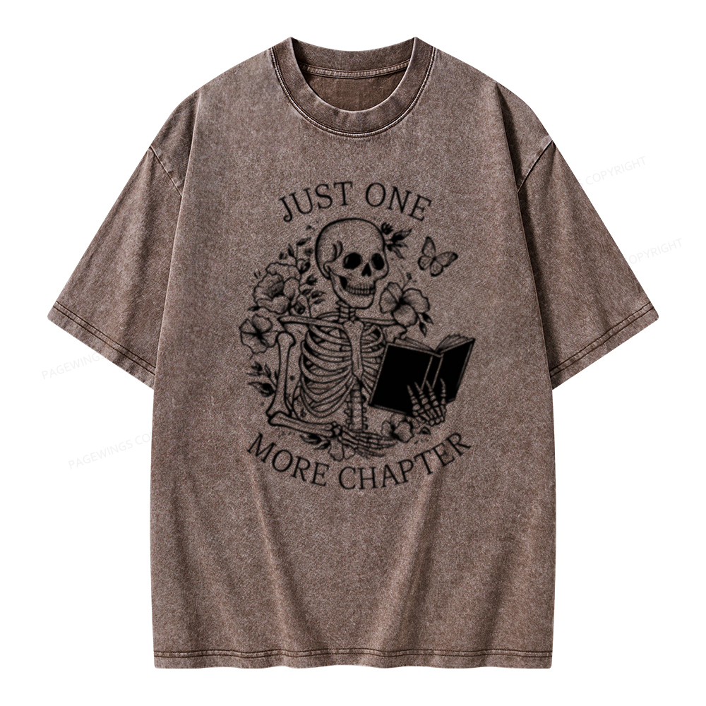 Pagewing One More Chapter Skeleton Unisex Tee Unisex Washed T-shirt
