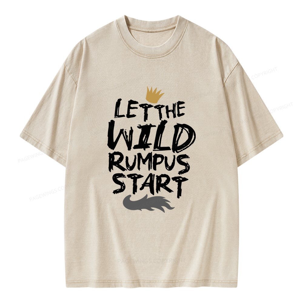 Pagewings Let the Wild Rumpus Start  Unisex Washed T-shirt