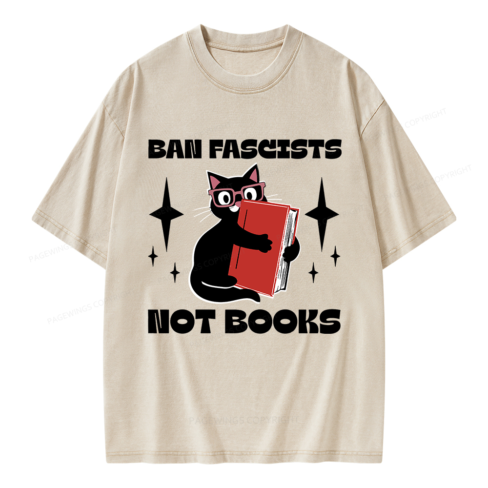 Pagewings Ban Fascists Not Books Unisex Washed T-shirt
