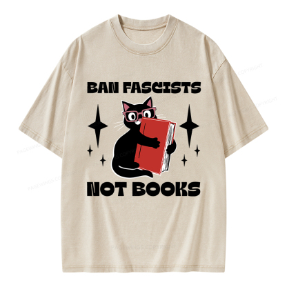 Pagewings Ban Fascists Not Books Unisex Washed T-shirt