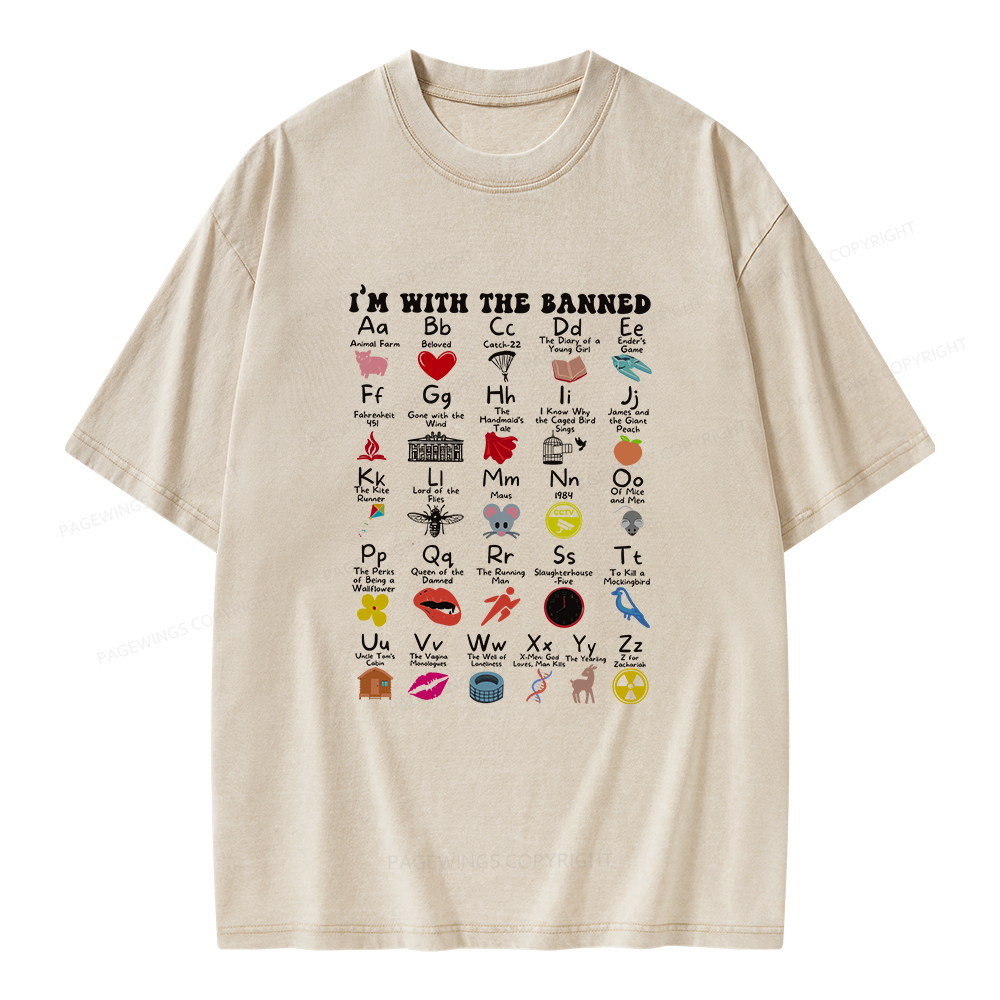 Pagewings I'M With The Banned Book Unisex Washed T-shirt