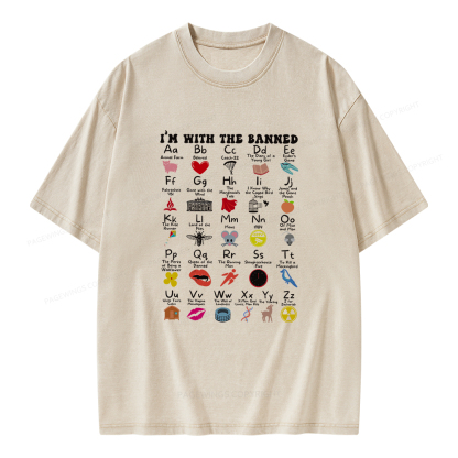 Pagewings I'M With The Banned Book Unisex Washed T-shirt
