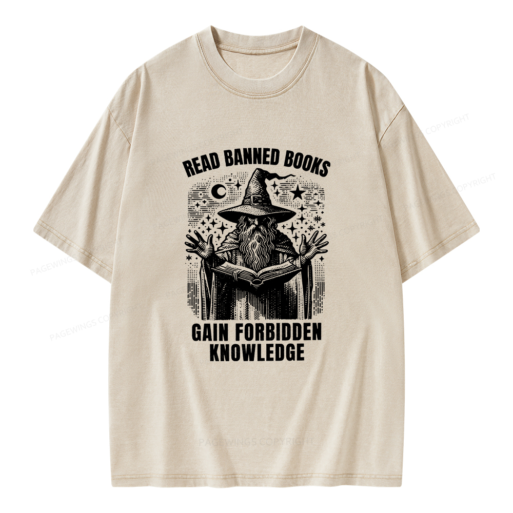 Pagewings Read Banned Books Gain Forbidden Knowledge Unisex Washed T-s