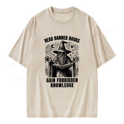 Pagewings Read Banned Books Gain Forbidden Knowledge Unisex Washed T-shirt