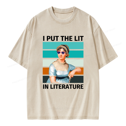 Pagewings I Put The Lit In Literature Unisex Washed T-shirt