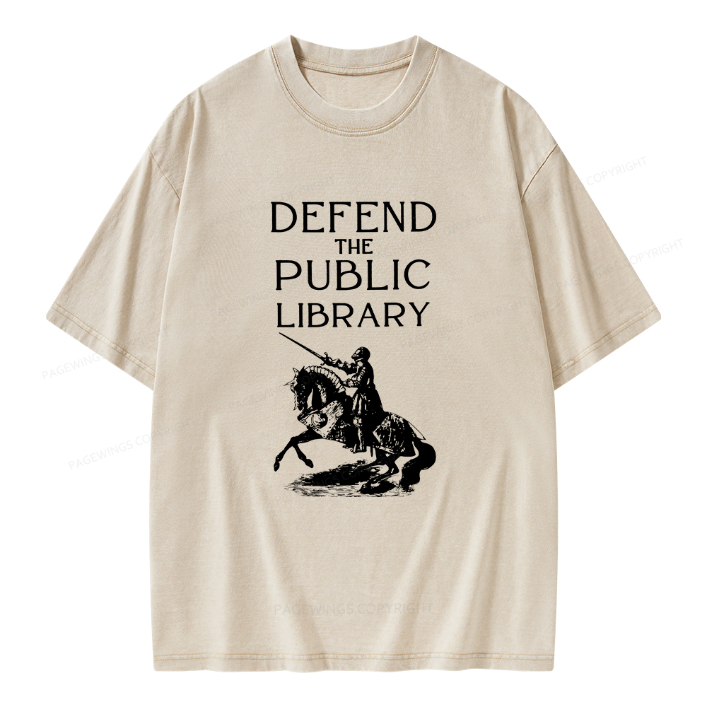 Pagewings Defend The Public Library Unisex Washed T-shirt