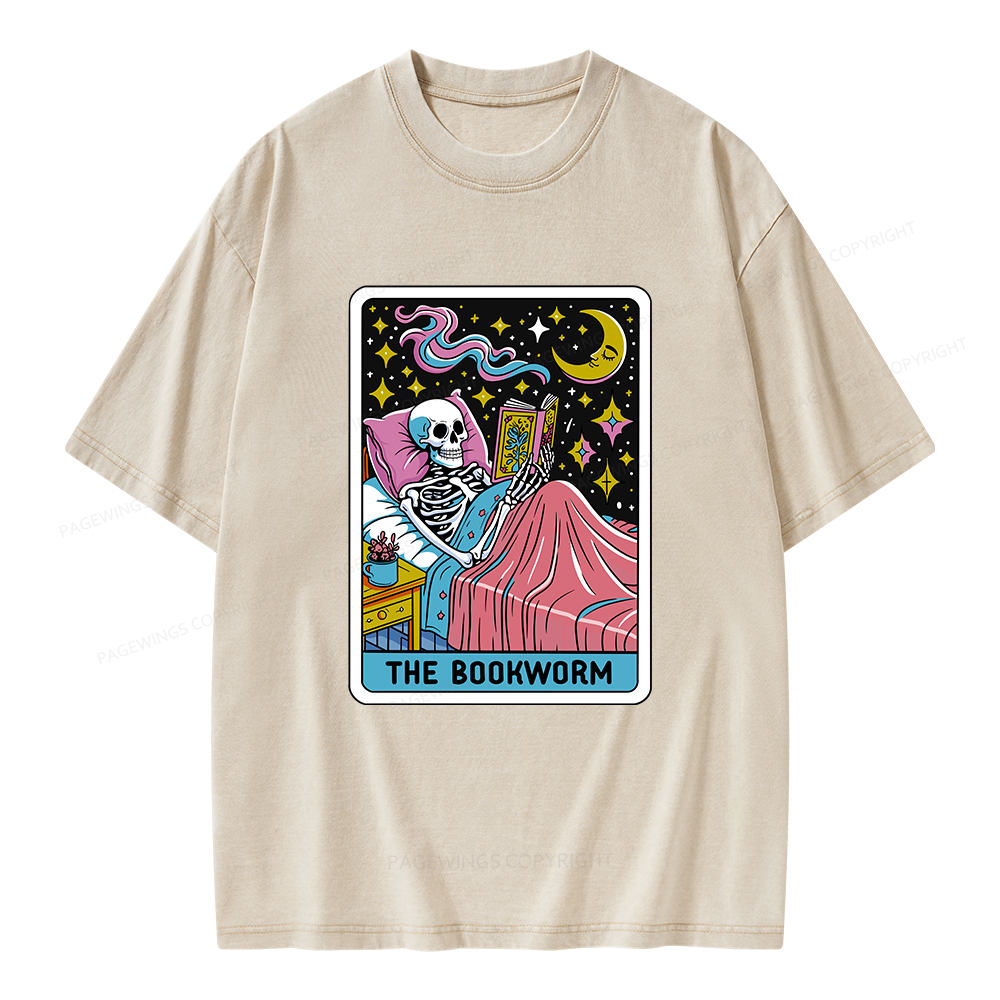 Pagewings The Bookworm Tarot Card Unisex Washed T-shirt