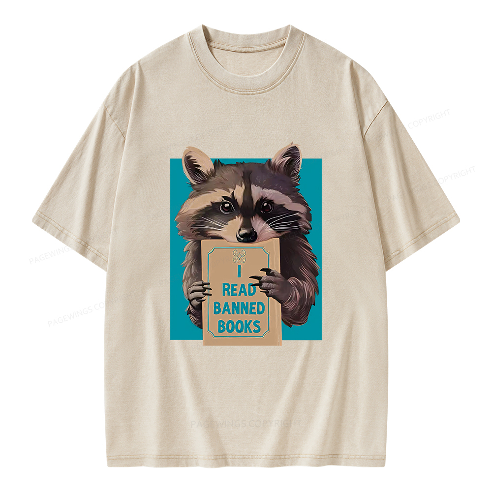 Pagewings I Read Banned Books Unisex Washed T-shirt