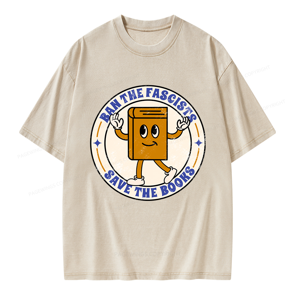 Pagewings Ban The Fascists Save The Books Unisex Washed T-shirt