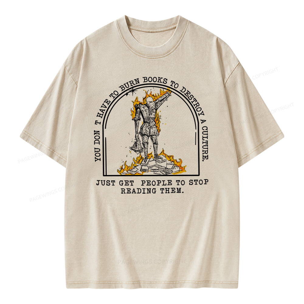 Pagewings Book Lovers Shirts, Literary Gift Unisex Washed T-shirt