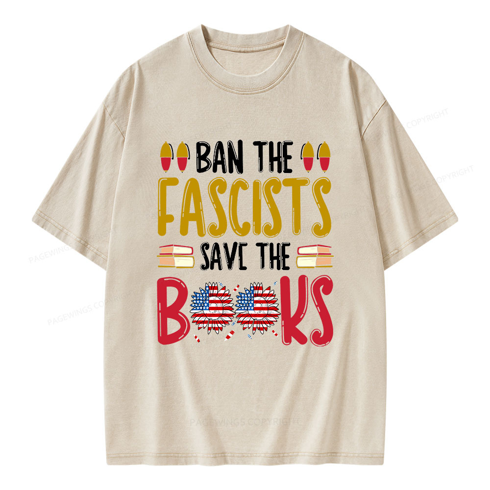 Pagewings Ban The Fascists Save The Books Unisex Washed T-shirt