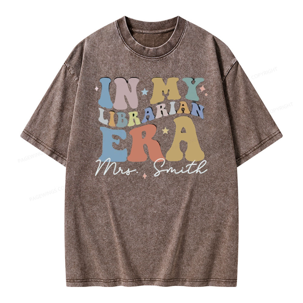 Pagewings Personalized In My Librarian Era Shirt Unisex Washed T-shirt