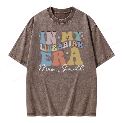 Pagewings Personalized In My Librarian Era Shirt Unisex Washed T-shirt