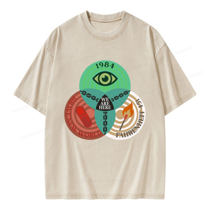 Pagewings We Are Here Unisex Washed T-shirt