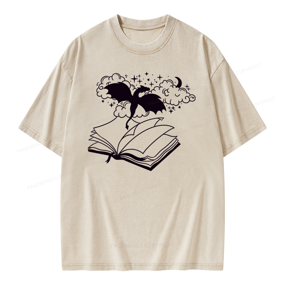 Pagewings Dragon Book Unisex Tee Unisex Washed T-shirt