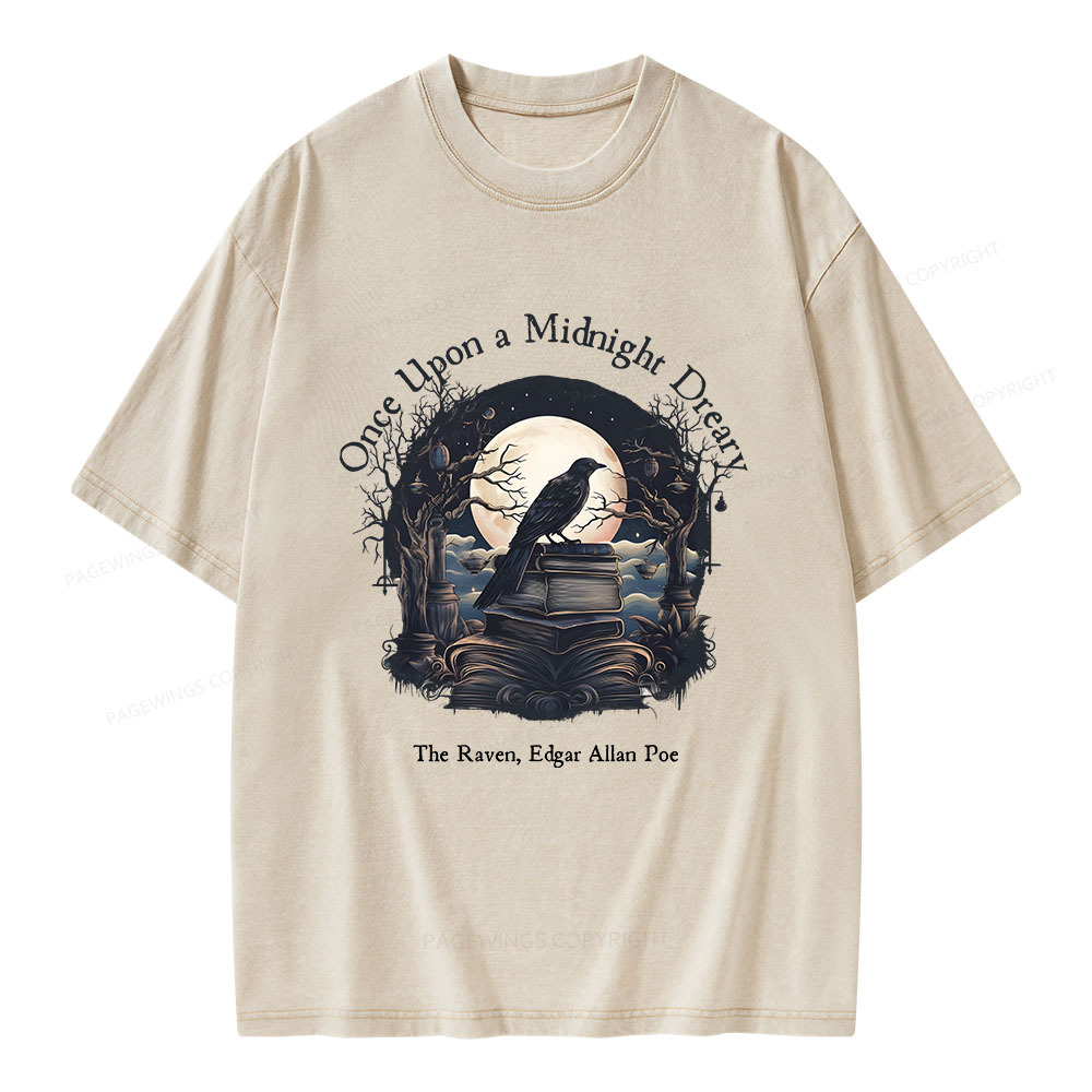 Pagewings Once Upon A Midnight Dreary Unisex Washed T-shirt
