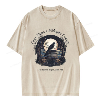 Pagewings Once Upon A Midnight Dreary Unisex Washed T-shirt